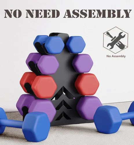 Miniatura 2 de Soporte para mancuernas, solo soporte, no necesita instalación, soporte de peso pequeño con borde protector de mancuernas, adecuado para mancuernas