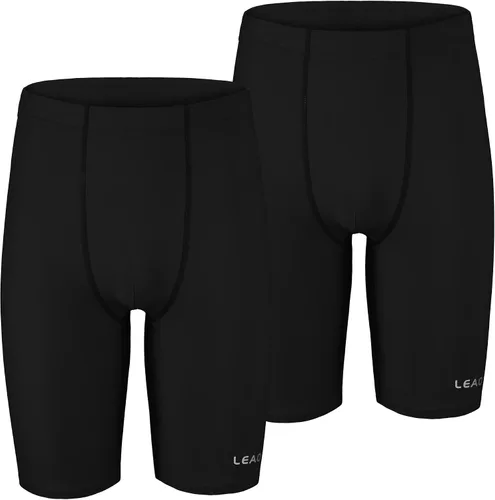 Miniatura 2 de LEAO Traje de baño para niños y jóvenes, color liso, con protección solar UPF 50+, secado rápido, pantalones cortos de natación atléticos