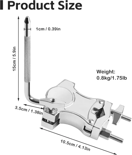 Miniatura 2 de Abrazadera L-Rod para Cencerros, Abrazaderas de Címbolo de Aleación de Zinc para Montajes de Tambores, Soporte de Montaje para Percusión