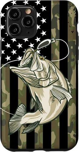 Miniatura 27 de Funda de camuflaje para iPhone 16, diseño de bandera estadounidense, pescador, pescador, camuflaje