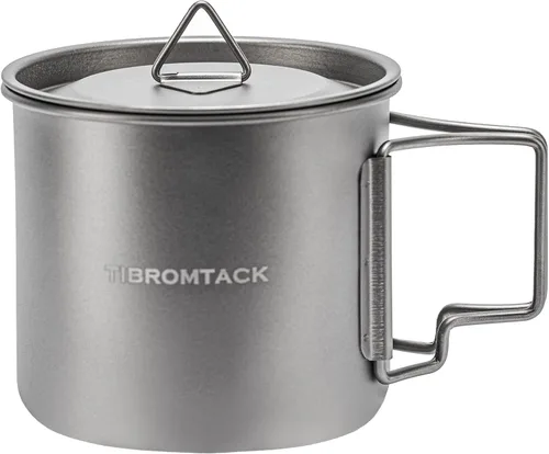 Miniatura 9 de Juego de 3 tazas de camping de titanio, 11.8 fl oz, 16.9 fl oz, 23.7 fl oz, ollas de café, utensilios de cocina con mango plegable para mochileros