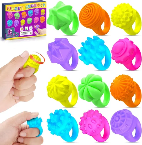 Miniatura 7 de Anillos giratorios de juguetes fidget para niños – Juguetes sensoriales para aliviar la ansiedad para niños con autismo, herramienta de TDAH