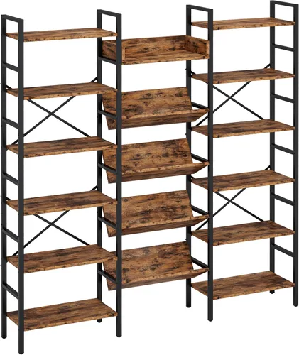 IRONCK Estantería Industrial de 6 Niveles, Estantería Triple Ancha, Estantería Grande de Estilo Etagere, Estantería Abierta para Tocadiscos con