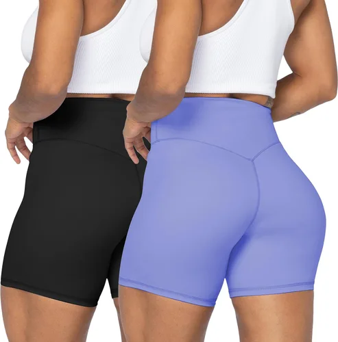 Sunzel Pantalones cortos de ciclista de cintura alta sin costuras frontales para mujer, a prueba de sentadillas, para yoga, entrenamiento, gimnasio,
