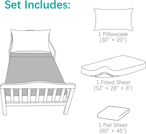 Miniatura 6 de Biloban Juego de sábanas de 3 piezas para niños, juego de ropa de cama de microfibra, incluye sábana para colchón de cuna, sábana plana y funda