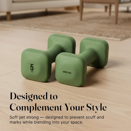 Miniatura 4 de WeGym SafeGrip Square Dumbbells with Anti Slip Handles, Aesthetic Free Weights for Home Workouts, Stable Design Prevents Rolling during Floor Bosque