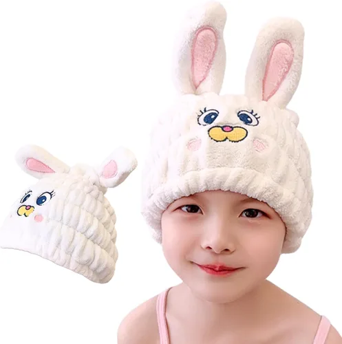 Miniatura 8 de Toalla de microfibra para el pelo para niños, gorro seco de elefante azul, absorbe agua, absorbente y rápido, toalla de secado rápido para niñas