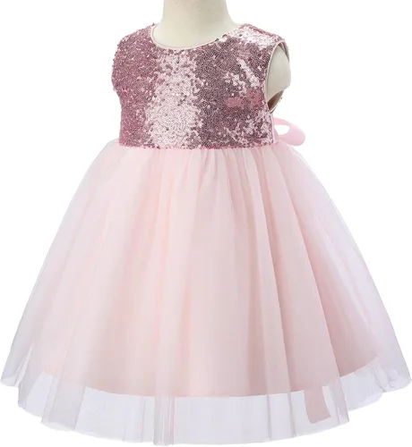 Miniatura 5 de Bow Dream 2 piezas de vestido de bebé niña con mariposas para boda, bautizo, bautizo, fiesta de 0 a 24 meses