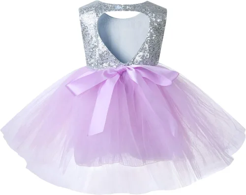 Vestido de princesa tutú de tul para niña, boda, concurso, fiesta, bebé, lentejuelas sin espalda, encaje floral, recién nacido, 7 años