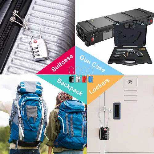 Miniatura 6 de ZHEGE Candados de equipaje aprobados por la TSA, paquete de 4 candados para maleta, equipaje, mochila, estuche de pistola (varios colores)