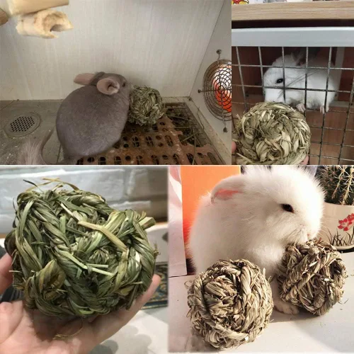Miniatura 2 de Hamiledyi Pelota masticable de conejo Timothy Grass Molienda de animales pequeños, juguetes masticables para conejos, conejos, hámster, cobayas