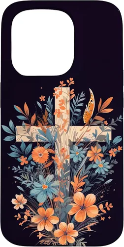 Miniatura 14 de Boho Floral Christian Cross Jesus God Wild Flower Women Case for iPhone 16