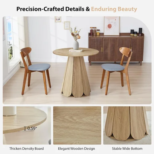 Miniatura 3 de Mesa de comedor redonda pequeña de 31.5 pulgadas, mesa de cocina moderna para 2 a 4 personas, mesas de comedor redondas de madera de granja con base