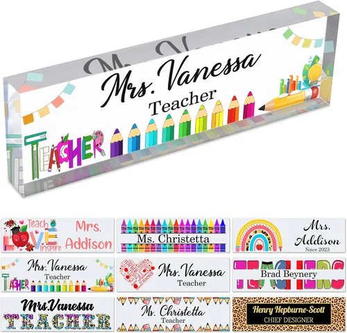 Miniatura 17 de Placa de nombre personalizada para escritorio de profesor para aula, placa de identificación personalizada para escritorios, placa de escritorio