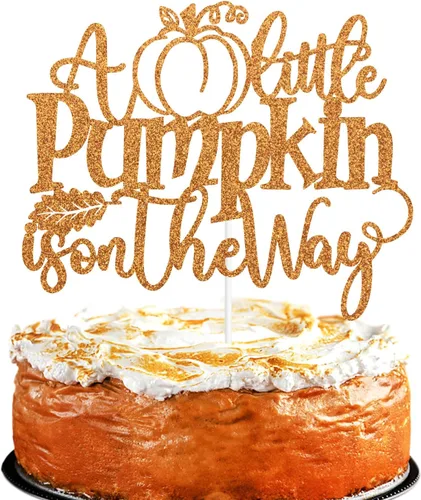 Miniatura 8 de Decoración para tartas con purpurina dorada "A Little Pumpkin is on the Way", dulce calabaza/calabaza Oh Baby/Little Pumpkin, decoración de fiesta