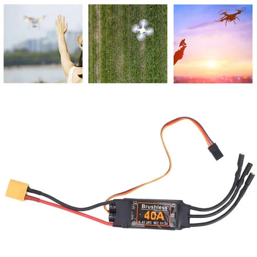Miniatura 5 de Controlador de velocidad RC, controlador de velocidad ESC sin escobillas 40A, motor de avión RC 5V3A salida BEC para RC Drone Aviones Accesorio