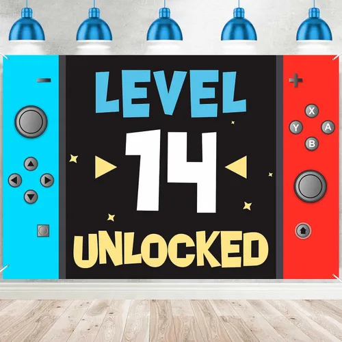 Miniatura 10 de Level 7th Unlocked Happy 7th Birthday Level Up Banner de fondo para cabina de fotos, accesorios de videojuego, decoración temática juvenil