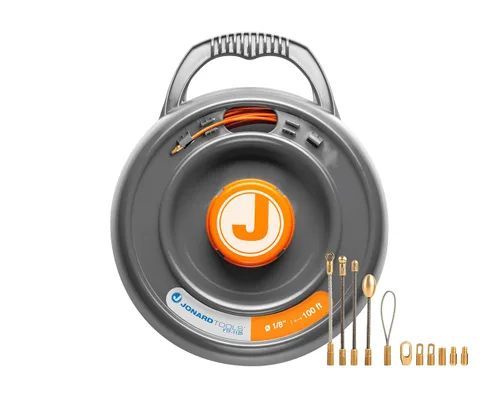 Jonard Tools FTF-1125 Fibra de vidrio Fish Tape Rodder, 100 pies para empujar y tirar de fibra óptica y cable eléctrico