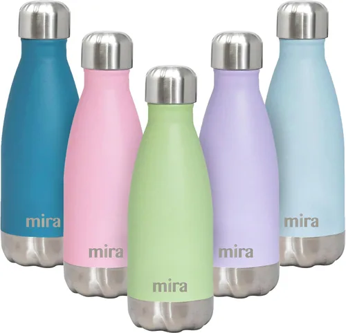 Miniatura 9 de MIRA Botella de agua aislada de 12 onzas – Termo delgado de acero inoxidable en forma de cola – Frasco caliente y frío de doble pared