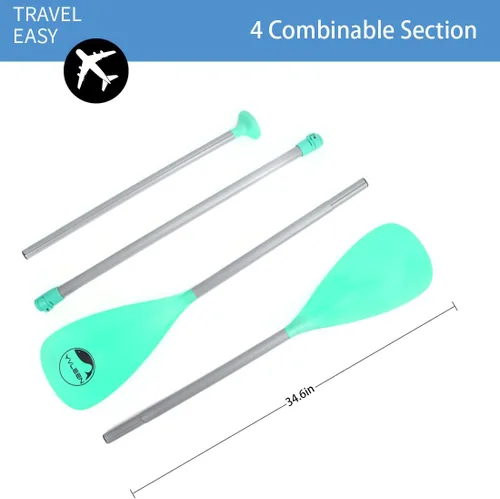 Miniatura 4 de YVLEEN SUP Paddle Board Paddle,Stand Up Paddleboard Paddles Paletas de aluminio ajustable 4 piezas flotante Kayak Paddle,Paleta convertible Turquesa