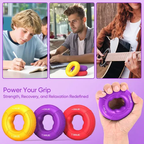 Miniatura 6 de FitBeast Grip Strength Trainer, Finger Exerciser, Stress Balls for Adults 6-Piece Set, Hand Therapy for Strength, Recovery & Stress Relief, Forearm