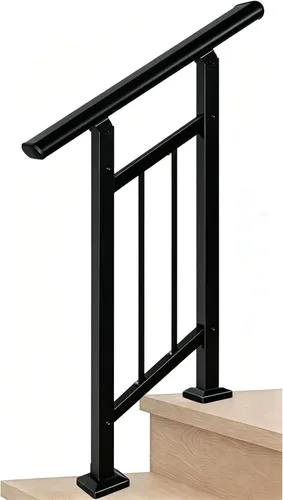 Miniatura 17 de Pasamanos para escalones al aire libre adecuados para 1 a 3 escalones, barandilla de escalera de hierro forjado, paso estable con pasamanos de 3