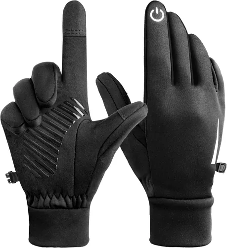 Guantes de invierno para niños, resistentes al agua, con forro suave, para pantalla táctil, para niños y niñas, de 3 a 15 años, color negro