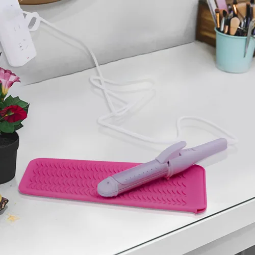 Miniatura 5 de Estera/Funda de Silicona Resistente al Calor para Alisadora de Cabello, Rizador, Plancha y Herramientas de Cabello Caliente, 2 Piezas, Rosa