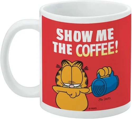 Miniatura 3 de Garfield Show me the Coffee! Taza de café de cerámica, tazas de regalo novedosas para café, té y bebidas calientes, 11 onzas, color blanco