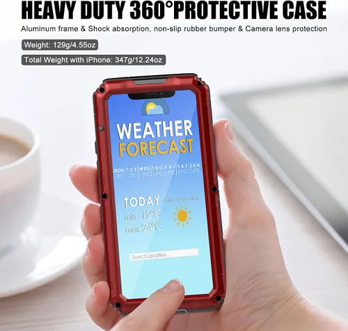 Miniatura 9 de Mitywah Funda impermeable para iPhone 12 Pro Max, funda de metal resistente de grado militar, protección de cuerpo completo, resistente, a prueba
