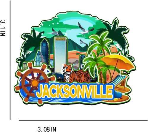 Miniatura 3 de Imán de madera para nevera de Jacksonville, Florida, Estados Unidos, 3D, monumentos de viaje, coleccionables, recuerdos, decoración hecha a mano