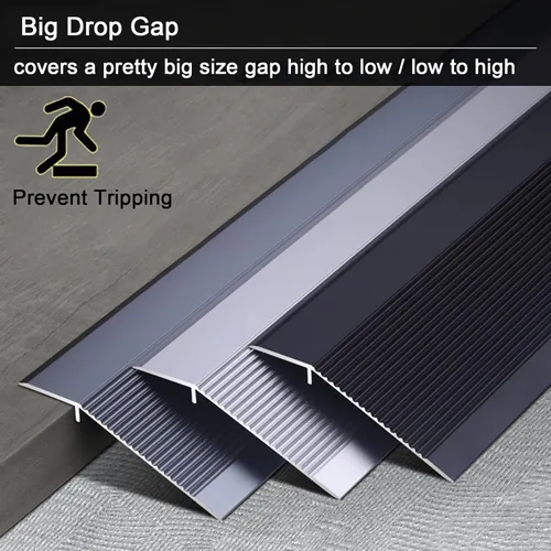 Miniatura 3 de Tira de transición de piso, tira de umbral para laminado, tira de umbral de transición de piso de aluminio, tiras de transición de metal para Negro