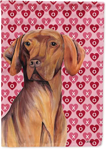Miniatura 361 de Caroline's Treasures SS4484GF Bandera de jardín con diseño de bulldog inglés y corazones para el Día de San Valentín, bandera decorativa para patio
