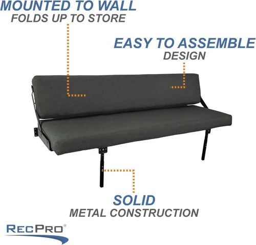 Miniatura 4 de RecPro Sofá de montaje en pared de 60 pulgadas con patas ajustables en tela, sofá cama de caravana, muebles de caravana, cama de caravana, cama Sin