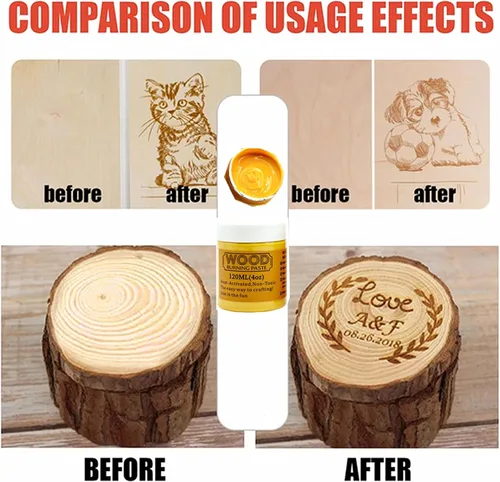 Miniatura 6 de JAJADO Pasta para Quemar Madera y Mini Espátula, Gel para Quemar Madera de 4 OZ para Lienzo, Mezclilla, Tablero de Madera para Manualidades, Pasta