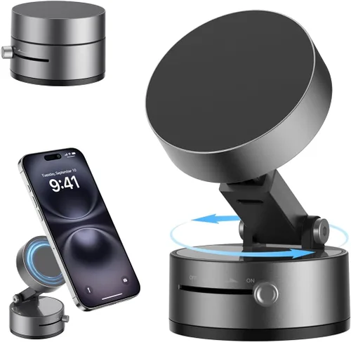 Miniatura 9 de Soporte magnético para teléfono con succión al vacío 2025, con ventosa fuerte retráctil, manos libres, soporte plegable para teléfono celular