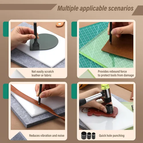 Miniatura 6 de Herramienta de perforación de cuero de estilo de 52 formas, alfombrilla de punzonado de cuero, 3 almohadillas de perforación para manualidades