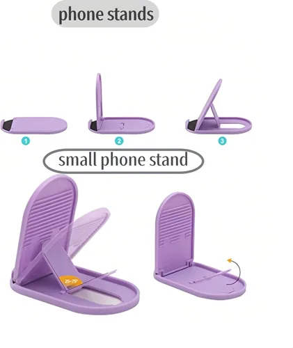 Miniatura 6 de Prettyia Soporte para teléfono celular, portátil, plegable, para escritorio, ángulo ajustable, compatible con iPhone y otros teléfonos móviles
