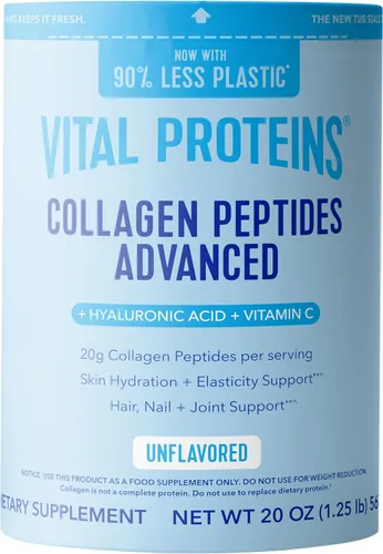Miniatura 12 de Vital Proteins - Péptidos de colágeno en polvo avanzados con ácido hialurónico y vitamina C, suplementos de colágeno, sin sabor, 12 porciones