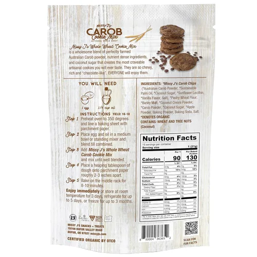 Miniatura 3 de Missy J's Mezcla de muestra de galletas de trigo integral y brownie de algarroba orgánica, sustituto saludable sin cafeína para chocolate, hecho