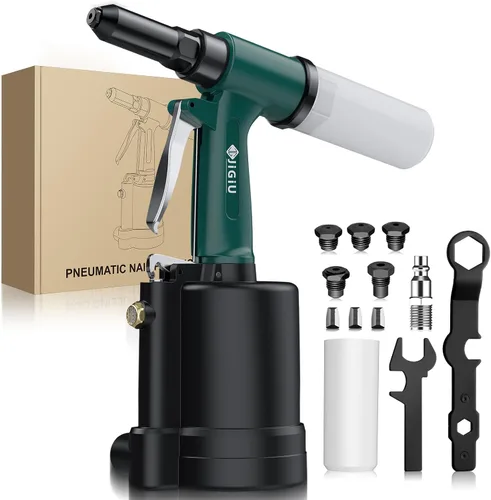 Miniatura 9 de JiGiU Herramienta neumática Remachadora de aire 3097LBF Tirando Pistola de remache neumática para ahorro de mano de obra pesada, remachadora de aire