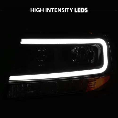 Miniatura 7 de AmeriLite Juego de faros delanteros de repuesto para Jeep Grand Cherokee 1999-2004 con barra de luz LED, color negro transparente, lado