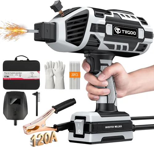 Máquina de soldadura portátil de mano – Soldador de mano inversor IGBT de 110 V, soldador de arco portátil de 20-120 A, arranque en caliente y Gris