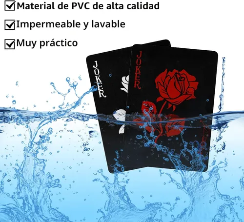 Miniatura 4 de Joyoldelf Cartas de juego, baraja de cartas impermeable con patrón único y respaldo de flores, póker de PVC para fiestas, juegos y magia