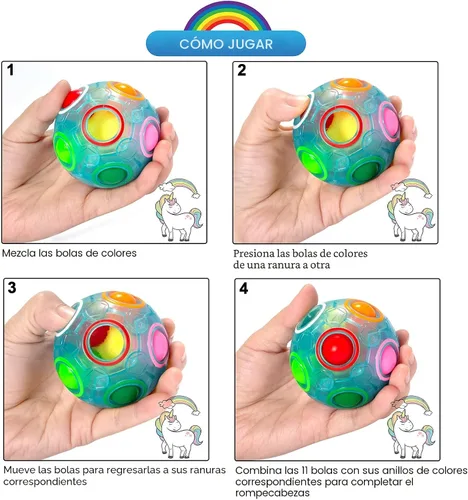 Miniatura 4 de Vdealen Bola Mágica de Rompecabezas del Arco Iris, Rompecabezas de Bola Antiestrés Estimulante Mental, Juguete Antiestrés para Niños y Niñas