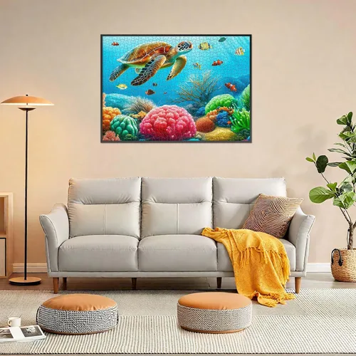 Miniatura 7 de Rocorose Rompecabezas para adultos de 1000 piezas, rompecabezas de tortuga marina del mundo submarino para actividad familiar, océano naturaleza
