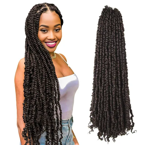 Miniatura 42 de Pelo Passion Twist de 8 pulgadas, trenzas de ganchillo pretrenzadas, paquetes de 8 paquetes (1B/negro natural)