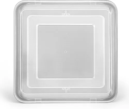 Miniatura 9 de P&P CHEF Molde cuadrado para hornear pasteles con tapa, bandeja de brownie de lasaña de acero inoxidable y cubierta de plástico para picnic, boda