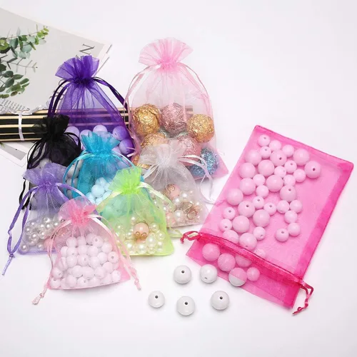 Miniatura 6 de 100 bolsas de organza Akstore, 4 x 6 pulgadas, para boda, festival, fiesta, etc Dorado