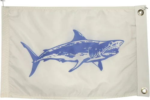 Miniatura 2 de Bandera de pesca Mako Shark Boat de 12 x 18 pulgadas, nailon duradero para todo tipo de clima con ojales para exteriores, fabricada en Estados Unidos